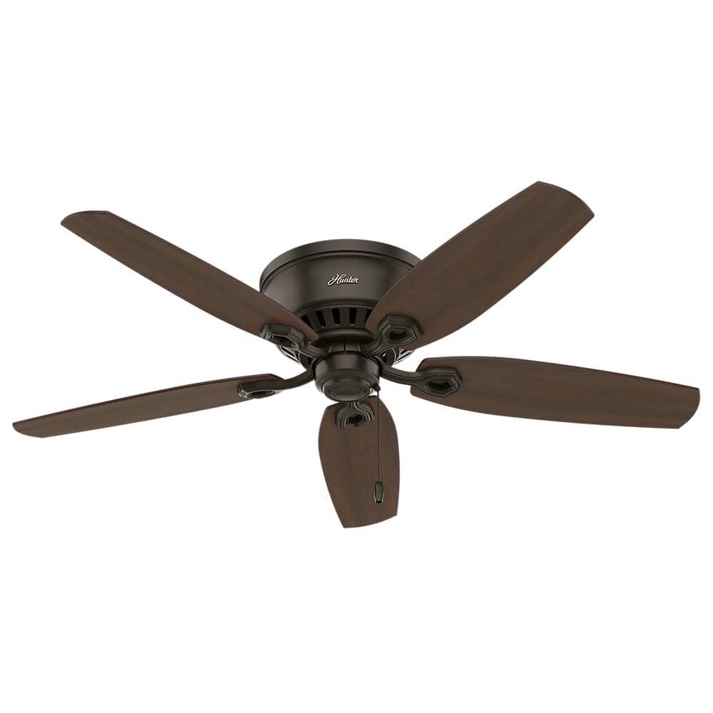 Hunter Low Profile 52" Bronze Ceiling Fan with LED Light and Remote Control