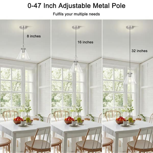 Henveton Jasslynn 1 Light Brushed Nickel Pendant Light with Clear