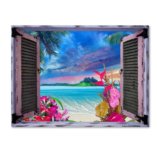 24 in. x 32 in. "Tropical Window to Paradise VII" by Leo Kelly Printed Canvas Wall Art