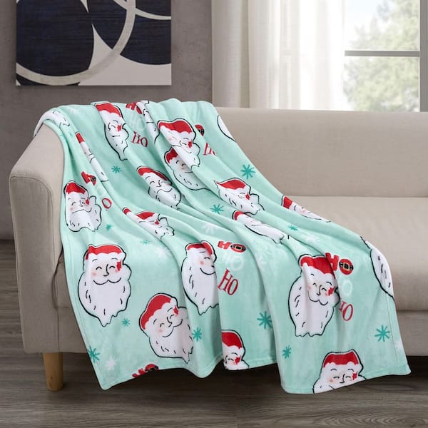 Ho-Ho-Ho Santa Holiday Plush Throw Blanket 50 x 60