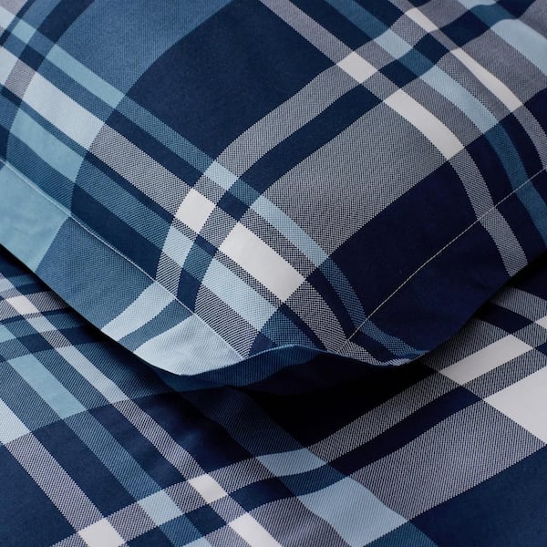 Company Kids Handsome Tartan Blue Multi Organic Cotton Percale Standard Sham