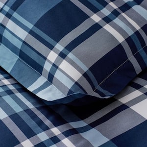 Company Kids Handsome Tartan Blue Multi Organic Cotton Percale Standard Pillowcases (Set of 2)