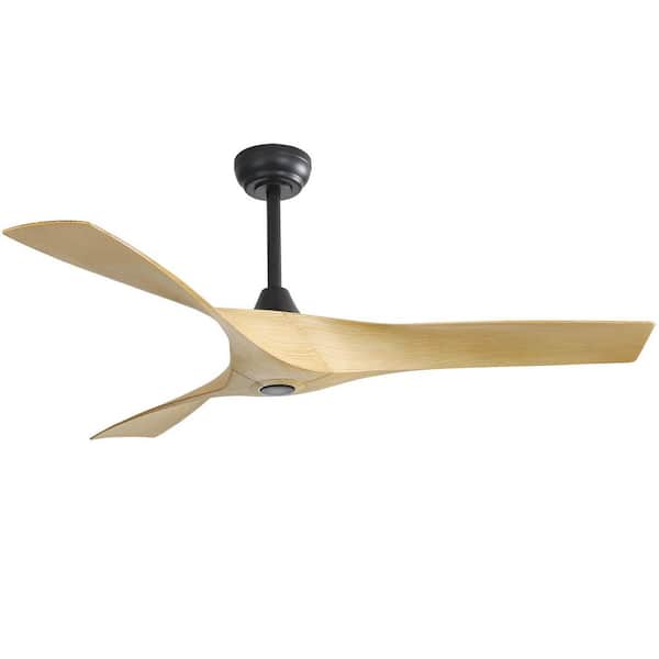 Sofucor 52 in. Indoor/Outdoor Downrod Black Ceiling Fan without Light with Reversible 6-Speed DC Remote