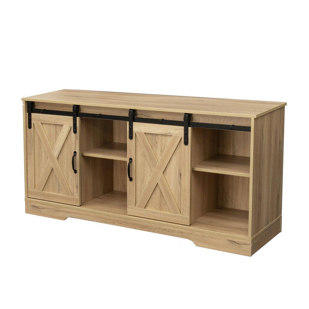 59 in. W x 15.75 in. D x 28 in. H Bathroom Brown Linen Cabinet