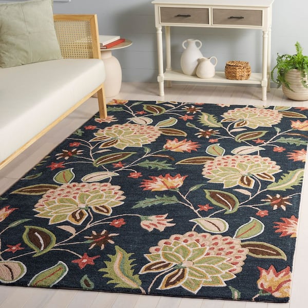 Jardin 9 ft. x 12 ft. Blue/Light Green Exotic Floral Area Rug