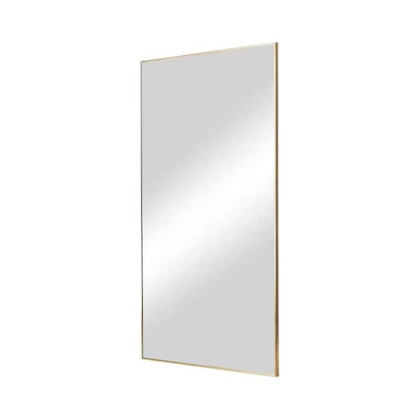 Unbranded 16 in. W x 51 in. H Rectangular Mental Framed Golden Full Length Freestanding Wall-Mounted Leaning Wall Mirror