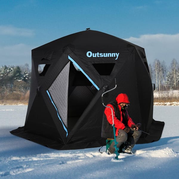 Outsunny Portable 4-6 People Pop-Up Ice Fishing Shelter Tent, for -104°F  with Carry Bag and Oxford Fabric Build 116.25 in. AB1-011 - The Home Depot