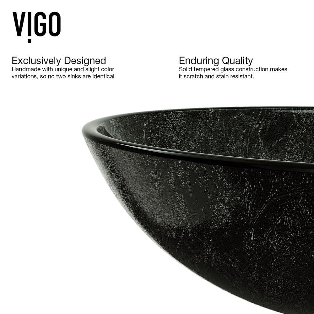 Gray Onyx 17" Circular Glass Vessel Sink