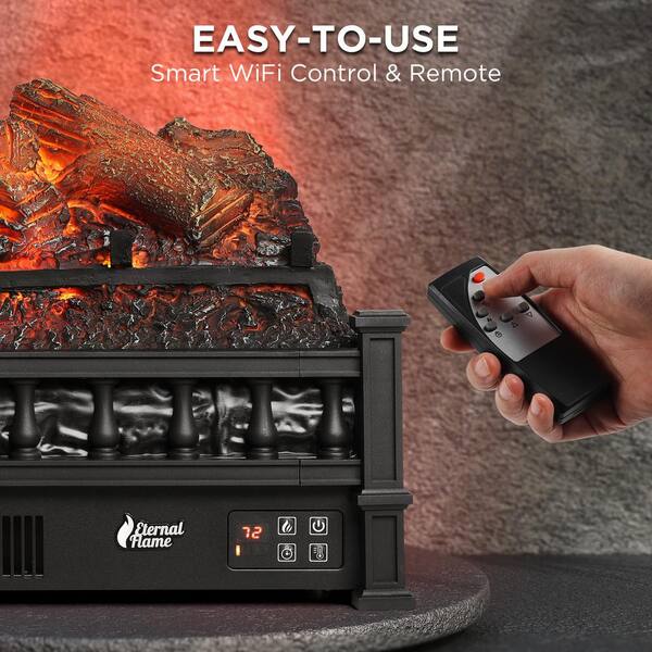 TURBRO Eternal Flame EF23-LG Electric Fireplace Insert - 23 Inch, Realistic Logs, Remote, 1400W, Black - View #10