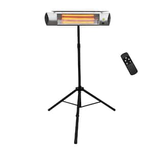 1500-Watt Indoor/Outdoor Carbon Infrared Electric Patio Heater, with Tripod and Remote, Silver