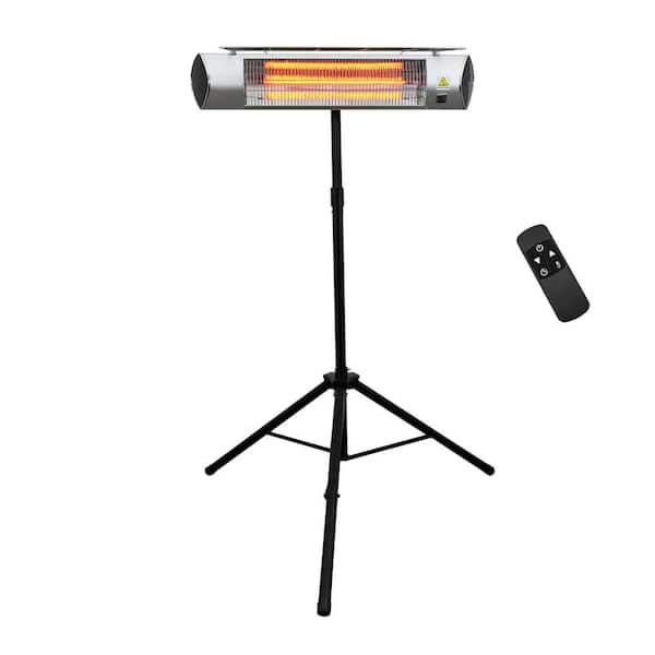 KENMORE 1500-Watt Indoor/Outdoor Carbon Infrared Electric Patio Heater, with Tripod and Remote, Silver