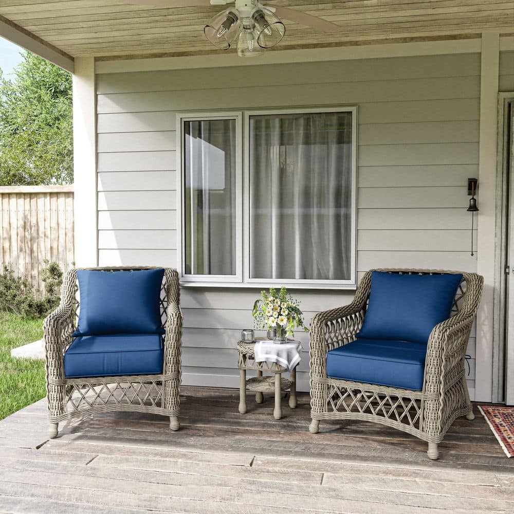 24 in. x 24 in. x 6.5 in. Outdoor Repacement Deep Seating Lounge Chair Cushion with Backrest (2-Pack) Blue price history on PriceWatchPro