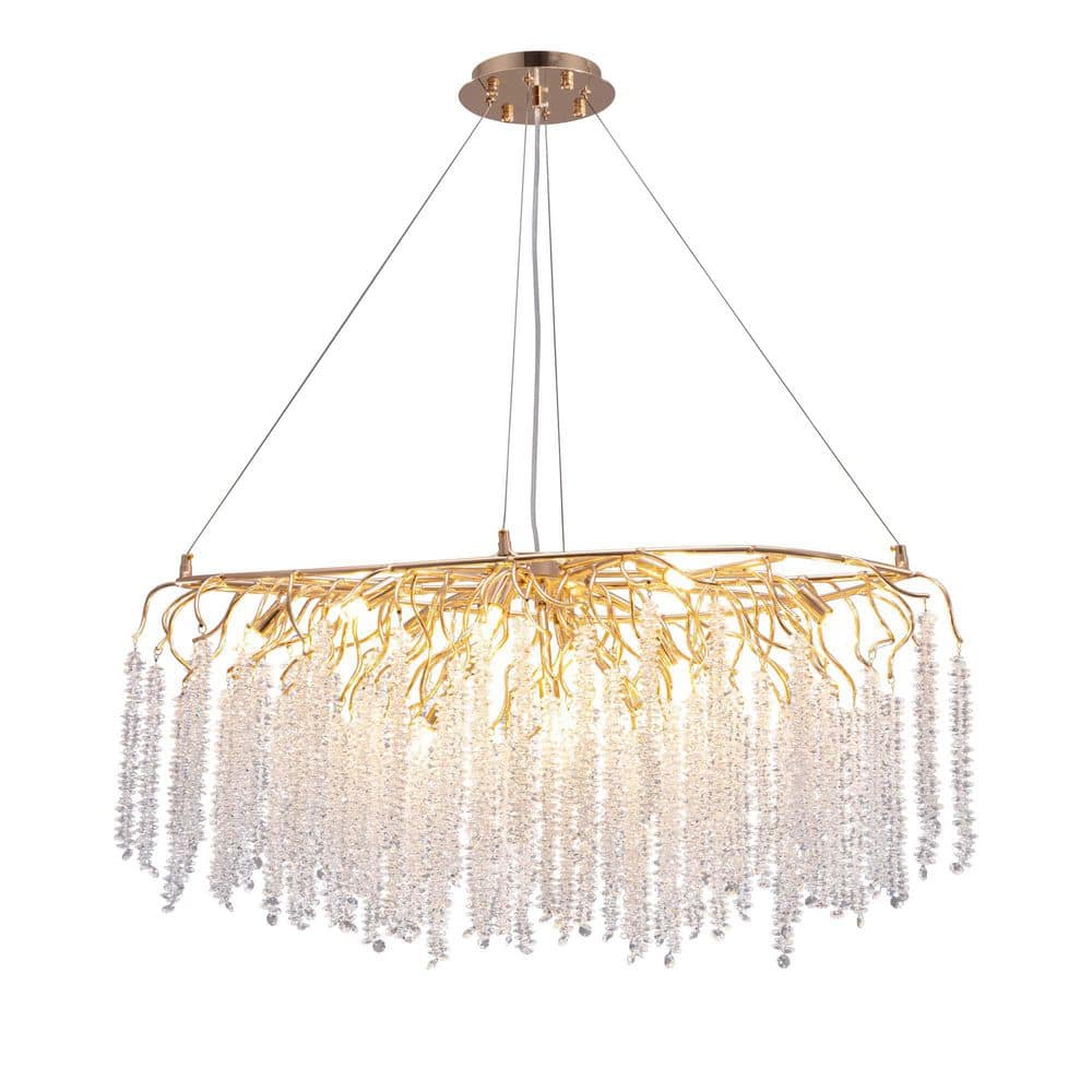 40 in. Modern 11-Light Gold LED Crystal Chandelier with Dense Aluminum Branches for Dining, Living or Bedroom price history on PriceWatchPro