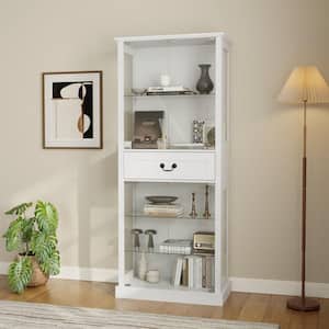 FUFU&GAGA Vintage White 76.6 in. Accent Storage Cabinet with 3