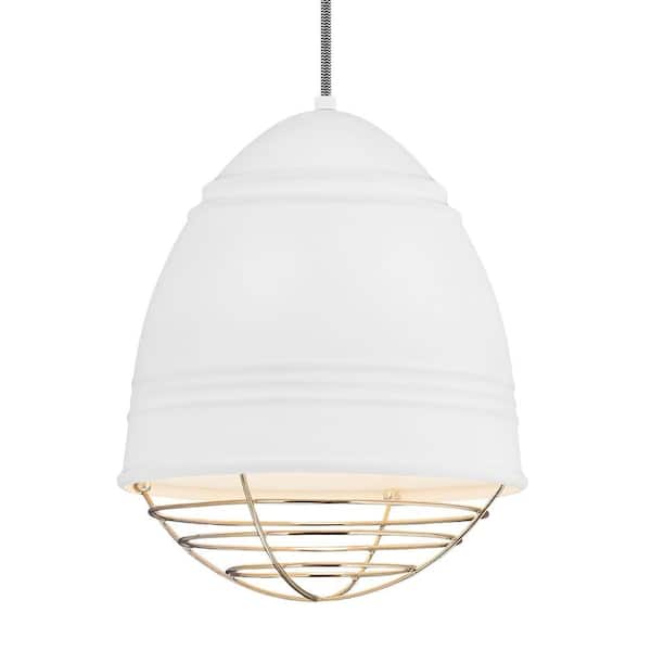 Generation Lighting Loft 1-Light Rubberized White LED Pendant with Copper Cage