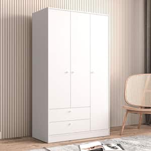 Denmark 36 in. White  Wardrobe with 3-Doors and 2-Drawers