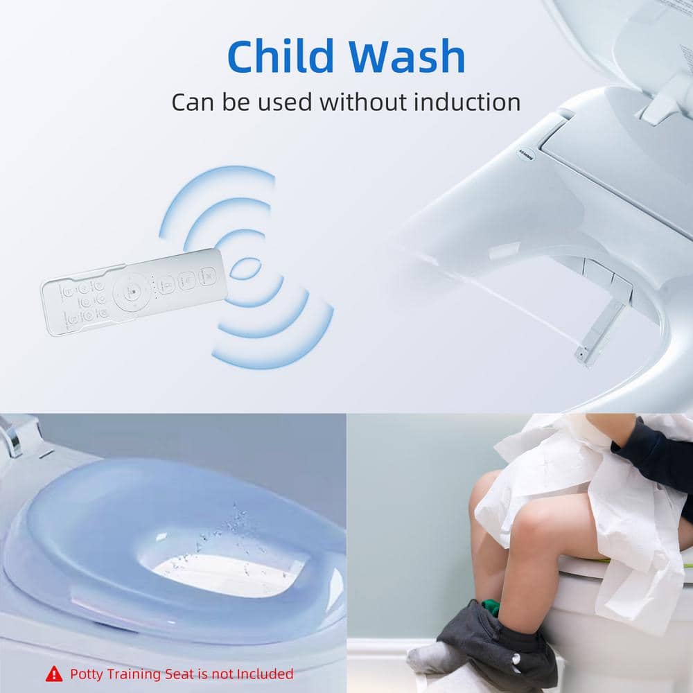 White Elongated Electric Smart Bidet Seat with Heated Features