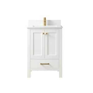 Shannon 24 in. W x 22 in. D 33.9 in. H Bath Vanity in White with White Composite Stone Top