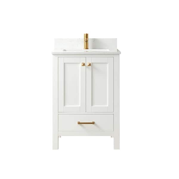 Shannon 24 in. W x 22 in. D 33.9 in. H Bath Vanity in White with White Composite Stone Top