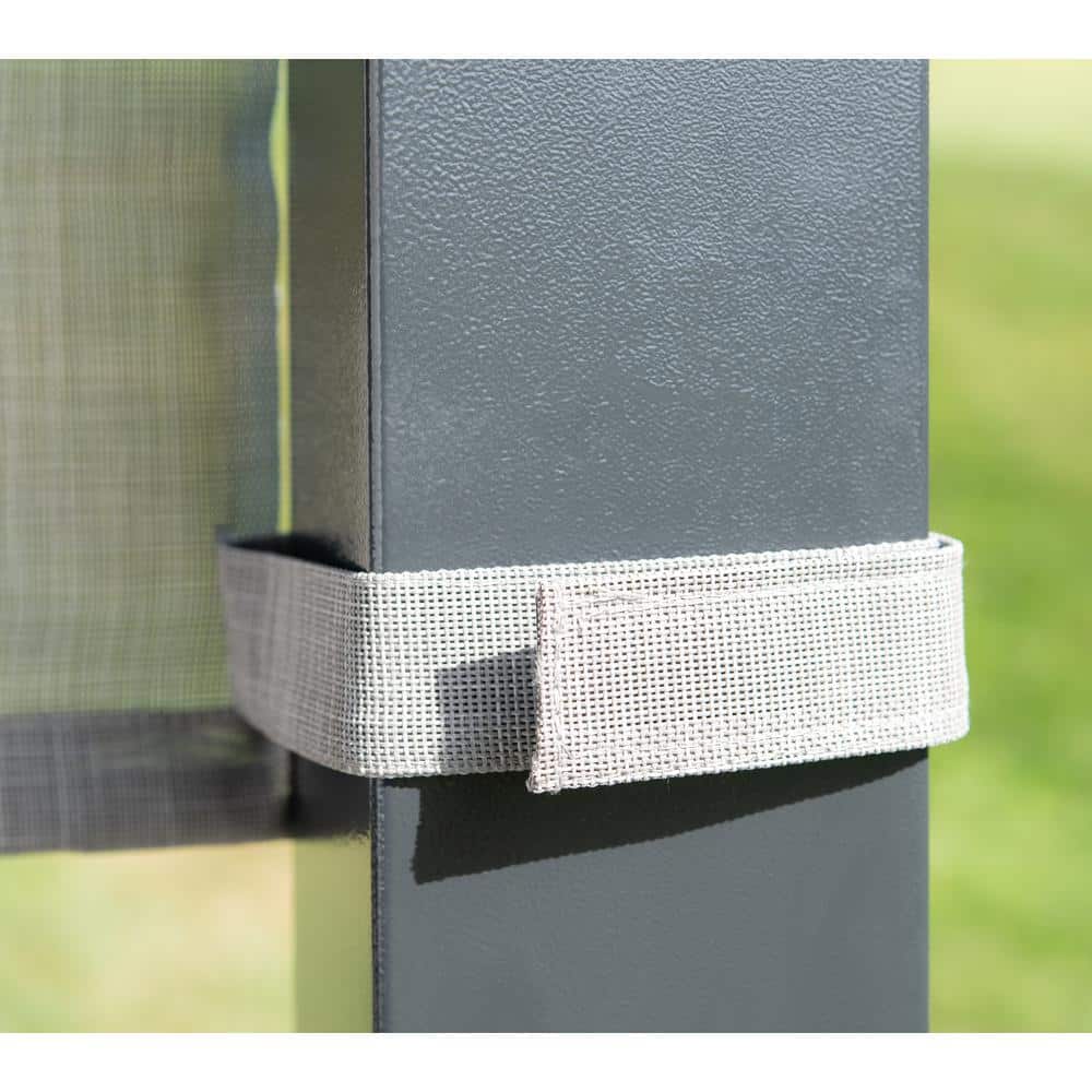 Yamba 10' x 16' Gray Aluminum Pergola with Fabric Canopy