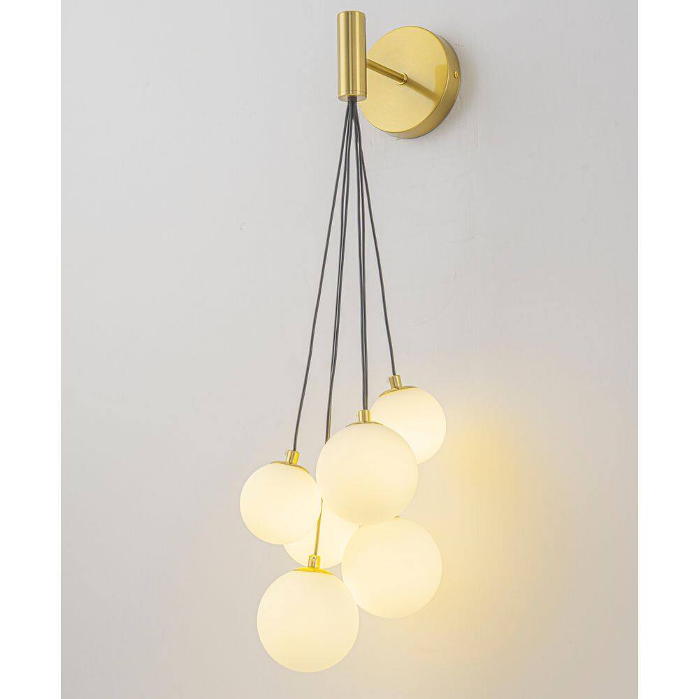 26 in. H 6-Light Modern Gold Wall Sconce with Frosted Globe Shades for Living Room/Bedroom price history on PriceWatchPro