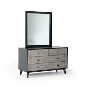 Valerie Grey And Black 6 Drawers 51 in. Dresser