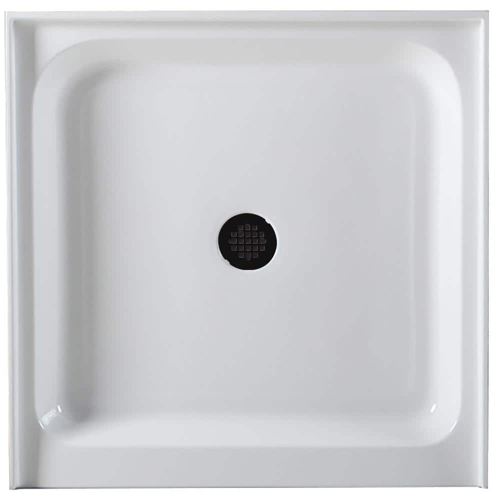 36'' White Acrylic Square Shower Base with Center Drain