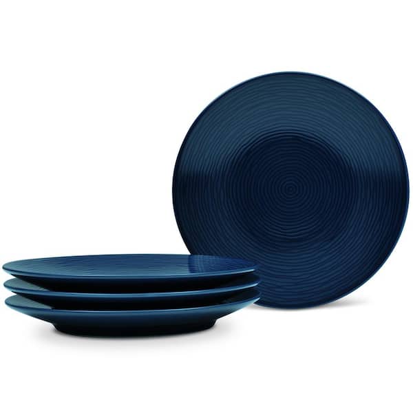 Noritake Colorscapes Navy-on-Navy Swirl 6.5 in. (Blue) Porcelain Coupe Appetizer Plates, (Set of 4)