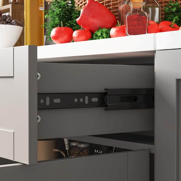 FUFU&GAGA Gray Wooden 63 in. W Buffet Sideboard, Storage FUFU&GAGA Gray Wooden 63 in. W Buffet Sideboard, Storage