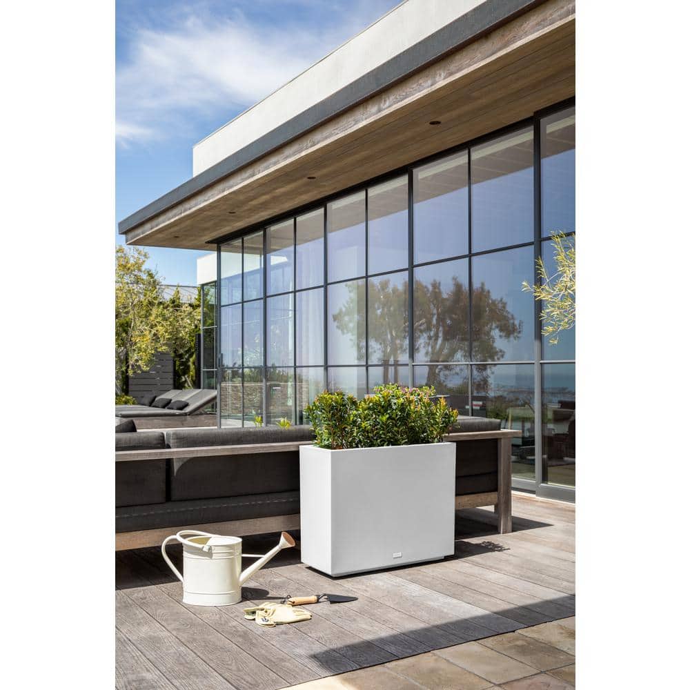 Modern White Galvanized Steel Patio Planter - 24"x30"x12"