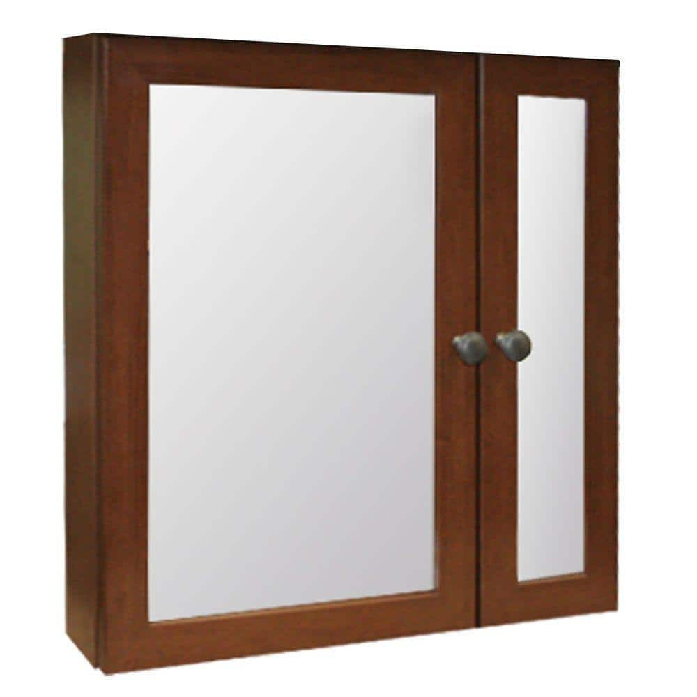 Glacier Bay 24 1 2 In W X 25 3 4 In H Framed Surface Mount Bi View   Chestnut Glacier Bay Medicine Cabinets With Mirrors B24nc Cht 64 1000 