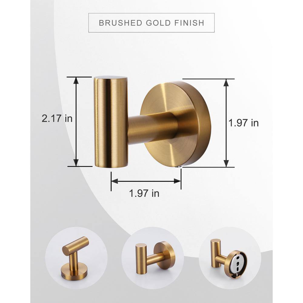 Brushed Gold Stainless Steel Wall Mounted J-Hook Set