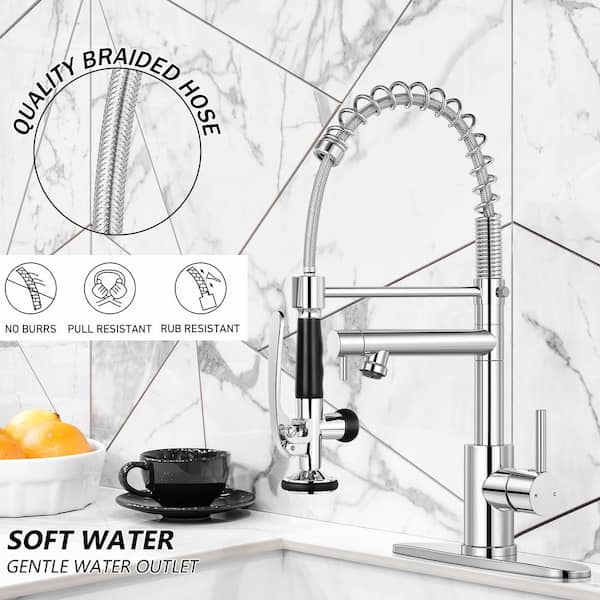 Single Handle 18 in. Dual Function Pull Down Sprayer Kitchen Faucet with Advanced Spray in Polish Chrome