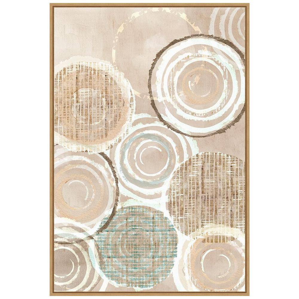 33" x 23" Beige and Gray Abstract Canvas Framed Wall Art