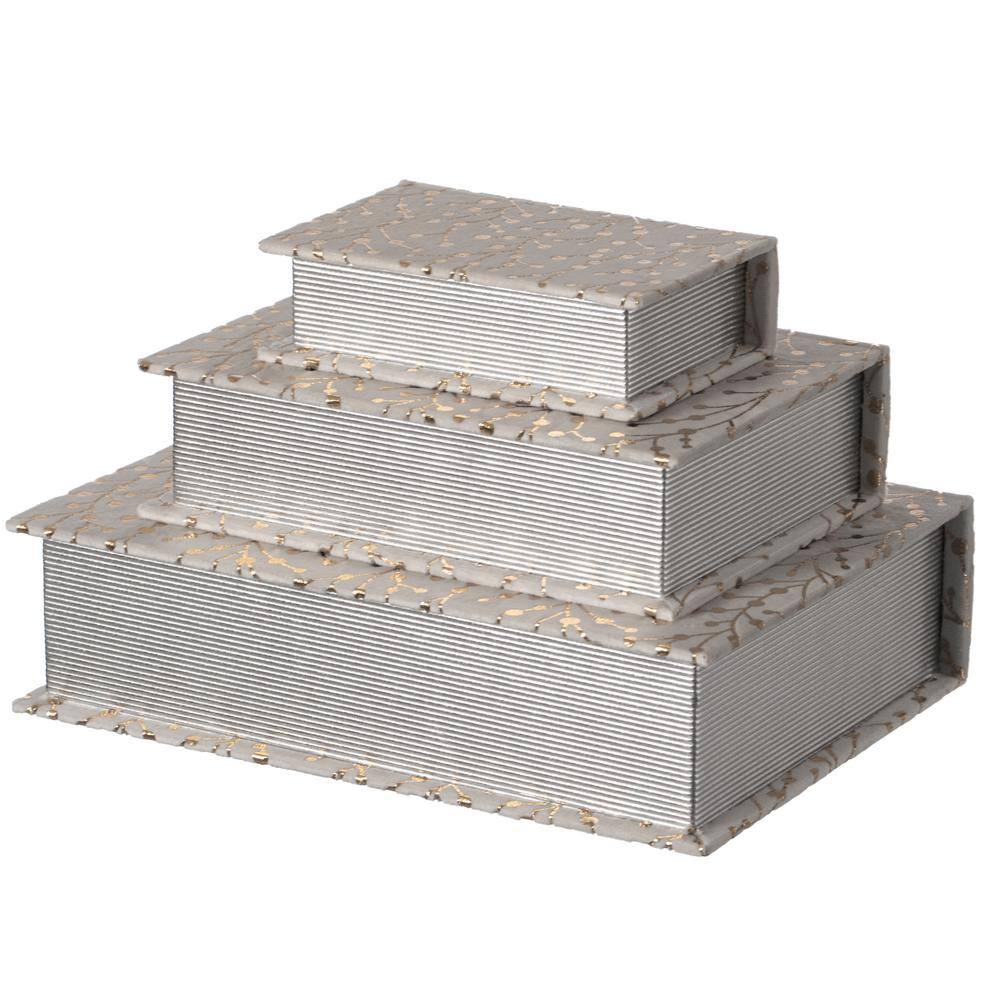 White and Gold Velvet Vintage Wooden Decorative Book Box Set