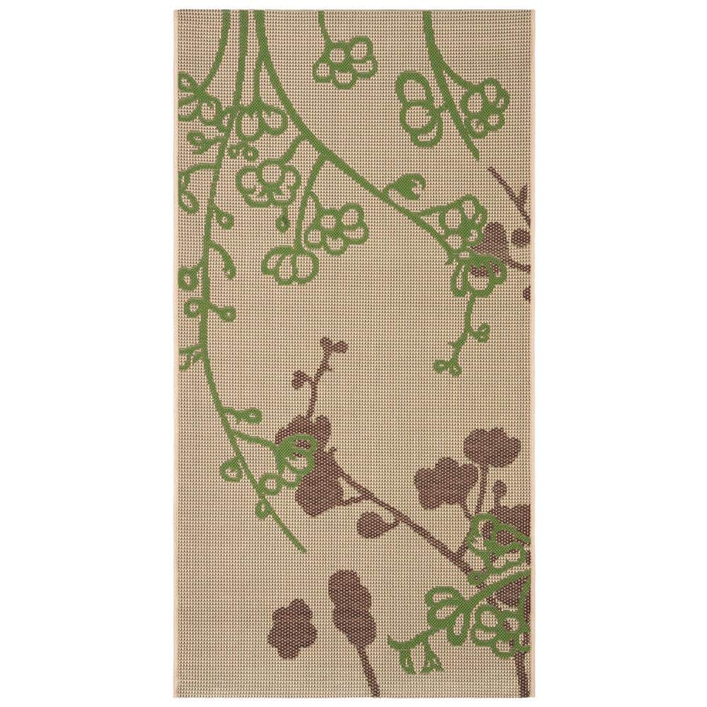 Courtyard Natural/Olive Doormat 2 ft. x 4 ft. Floral Indoor/Outdoor Patio Area Rug price history on PriceWatchPro
