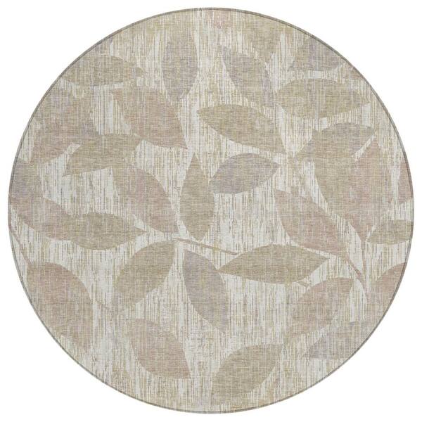 Chantille Machine Washable Indoor/Outdoor Abstract ACN3162 Ivory 8 ft. x 8 ft. Round Rug