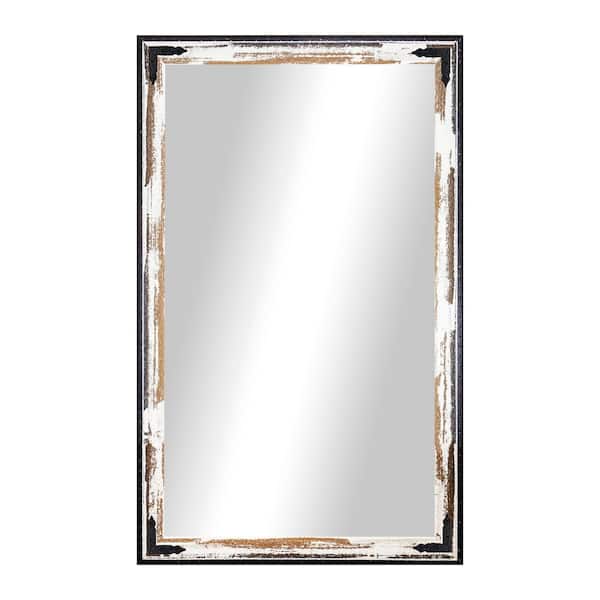 78 in. W x 39 in. H Rayne Brown/Cream Distressed Vanity Mirror with Decorative Brackets