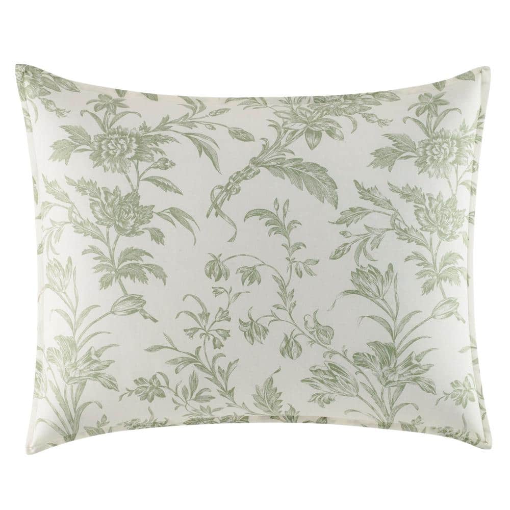 Sage Green Floral Cotton King Duvet Cover Set