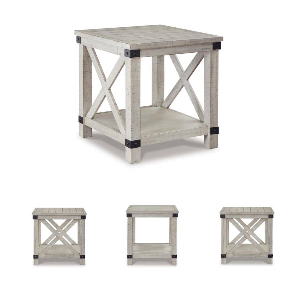 Carynhurst 24 in. White Rectangle MDF End Table with Lower Shelf - thumbnail 8