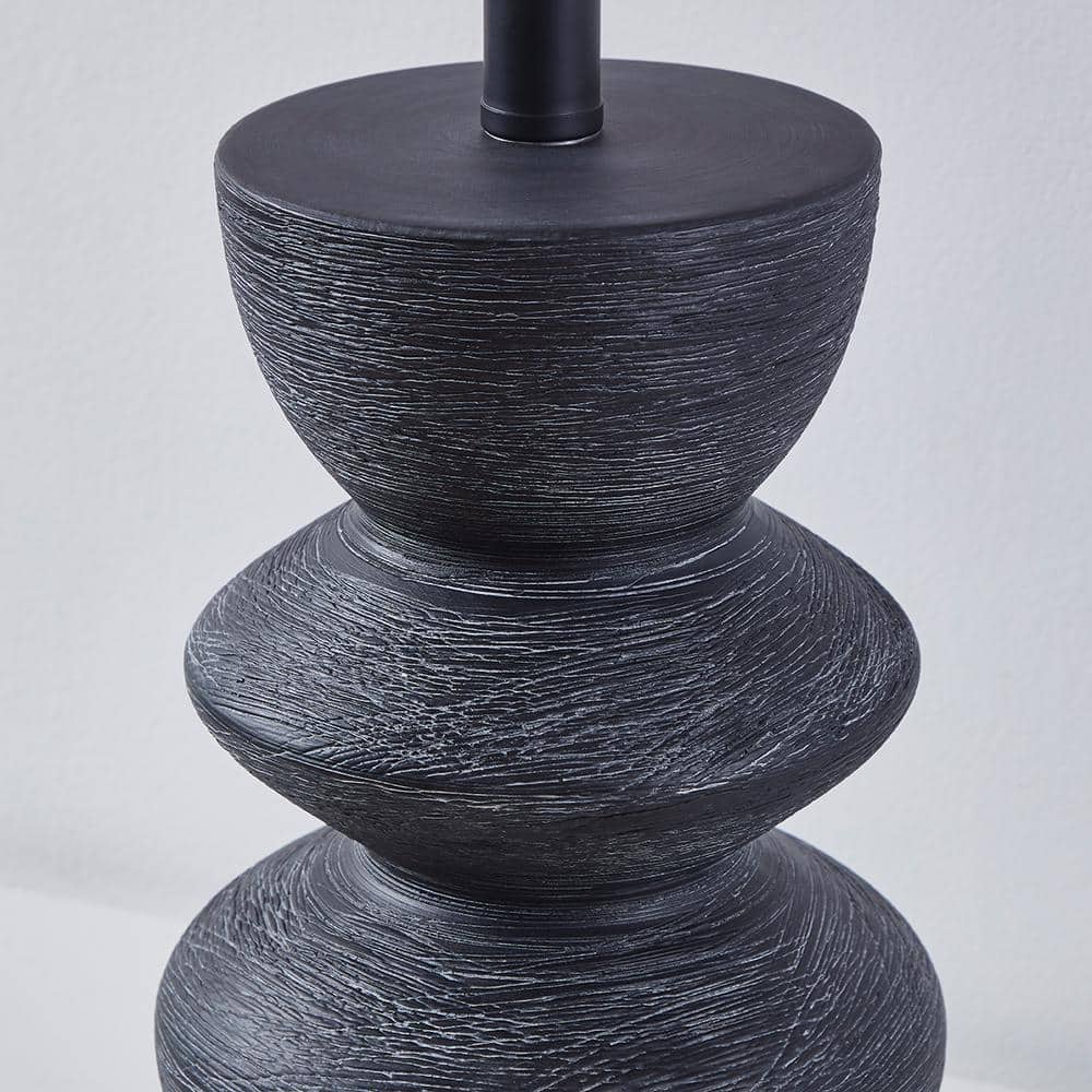 Kawoti 25" Black Distressed Ceramic Table Lamp with Beige Shade