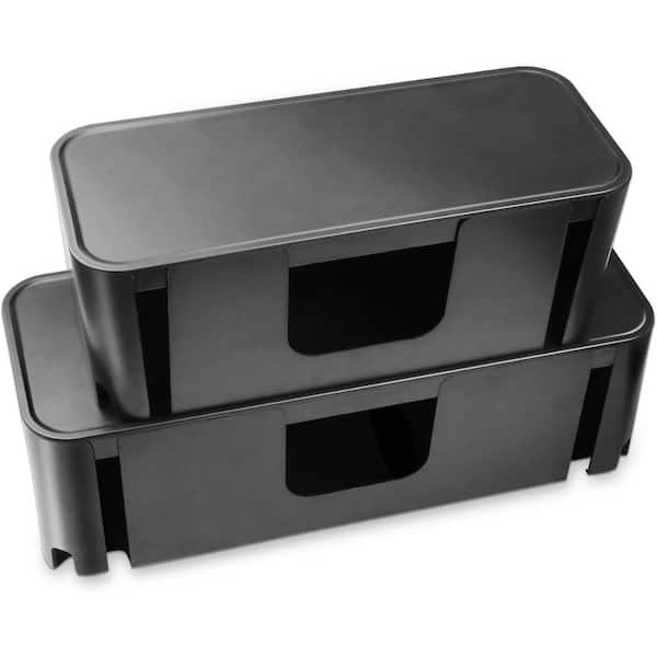 Cord Organizer Box, Cable Hider for Power 1.33 ft. Strips, Surge Protector, Extension Cord and Wire Management (Black)