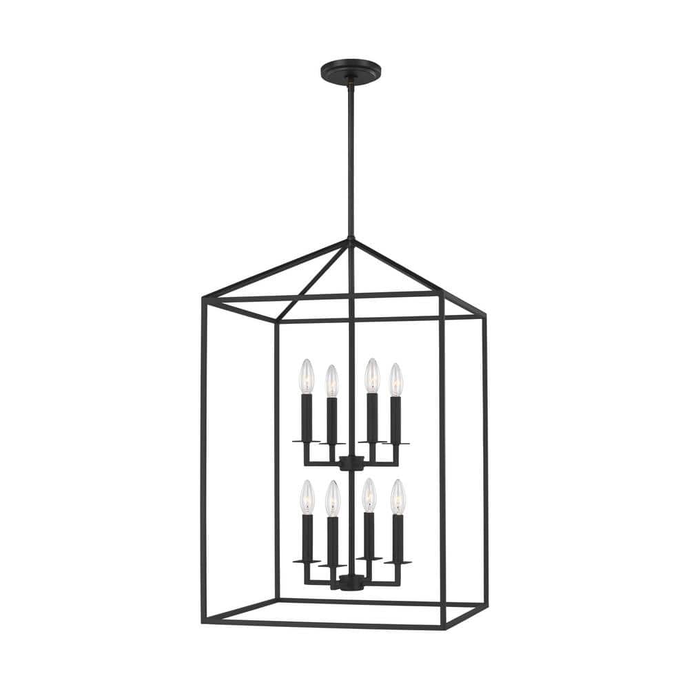 Perryton Large 19 in. 8-Light Smooth Midnight Matte Black Modern Transitional Candlestick Hanging Pendant price history on PriceWatchPro