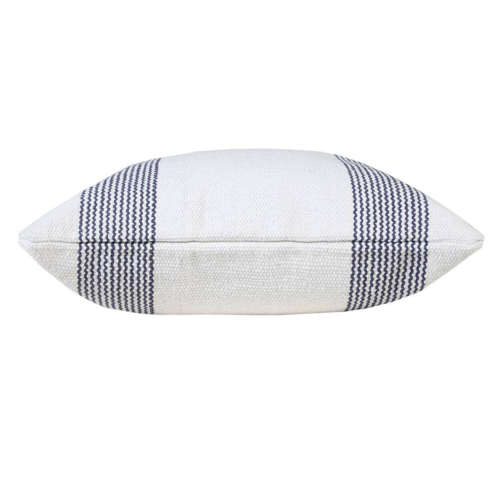Balanced Pale Blue & White 20" Square Pinstripe Cotton Throw Pillow