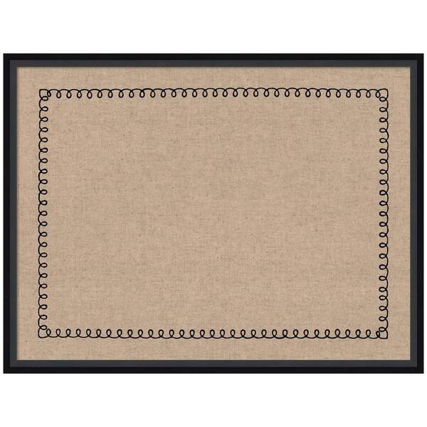 Lucie 19 in. x 25 in. Black Wood Framed Linen Fabric Memo Board