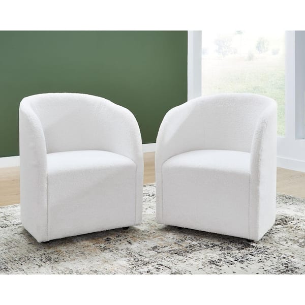 Signature DESIGN BY ASHLEY Rowanbeck White Polyester with Cushion Arm Chair Set of 2