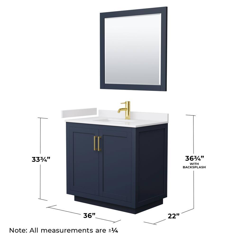 Miranda 36" Dark Blue Vanity with Marble Top and Gold Hardware
