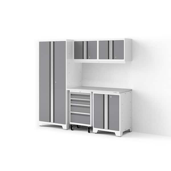 Bold Series XL 78 in. W x 76.75 in. H x 24 in. D 24-Gauge Steel Garage Cabinet Set in Platinum (6-Piece)