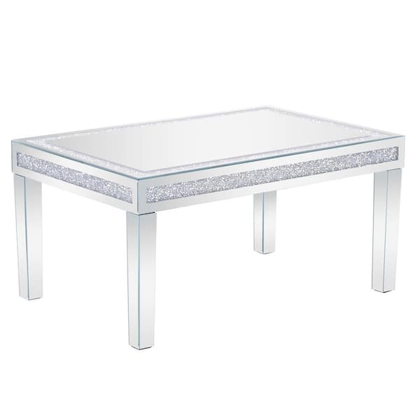 Karl home 35 in. Silver Rectangle MDF Coffee Table