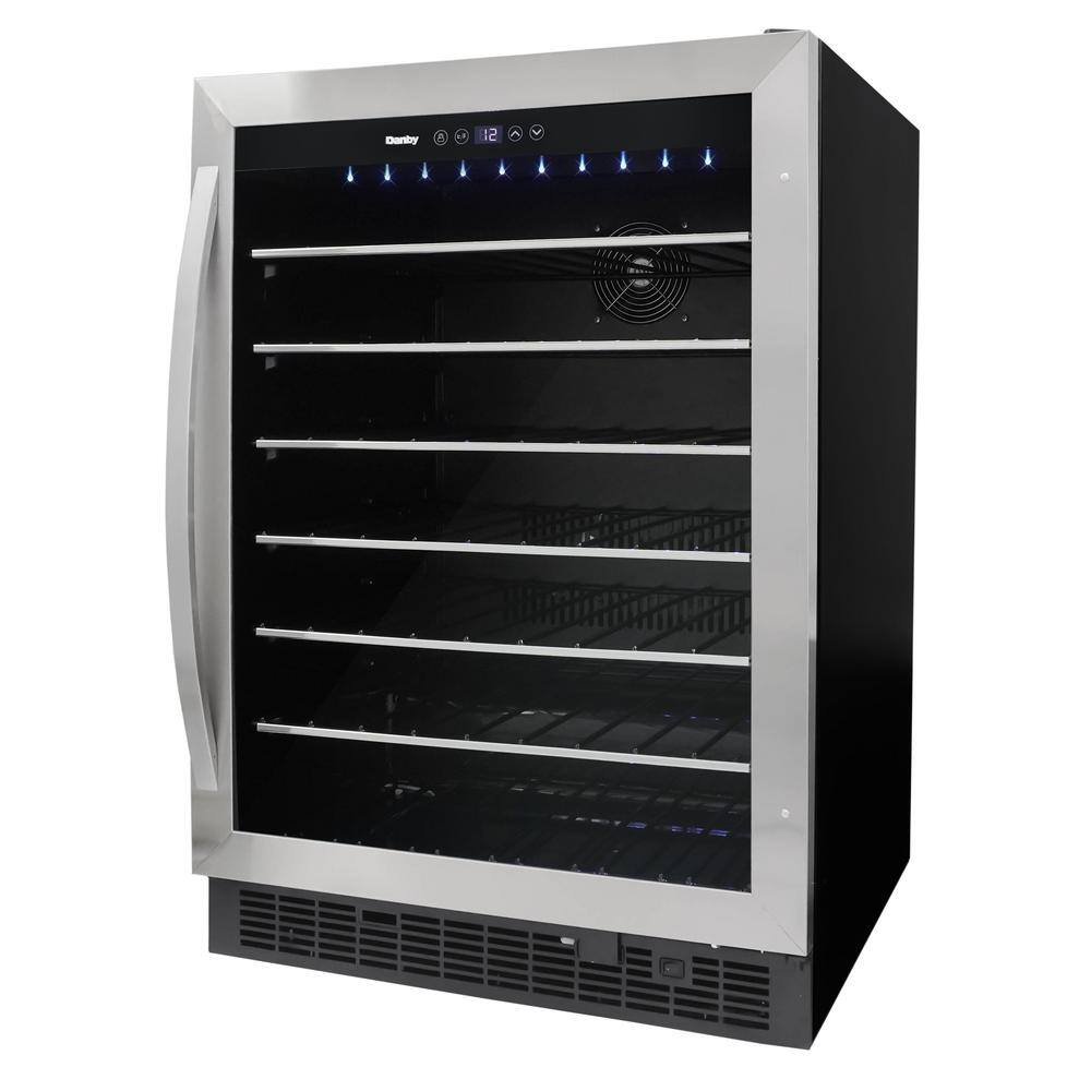 Stainless Steel Built-In 60 Bottle Wine Cooler with LED Lighting